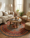 Persian Elegance Collection Area Rug -  Bushehr Round Light Blue  lifestyle 30