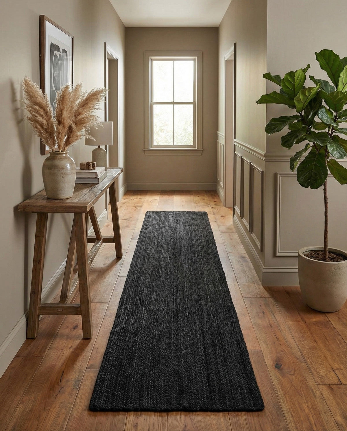 Woven Seaside Jute Collection Area Rug - Martha's Runner Black  lifestyle 85