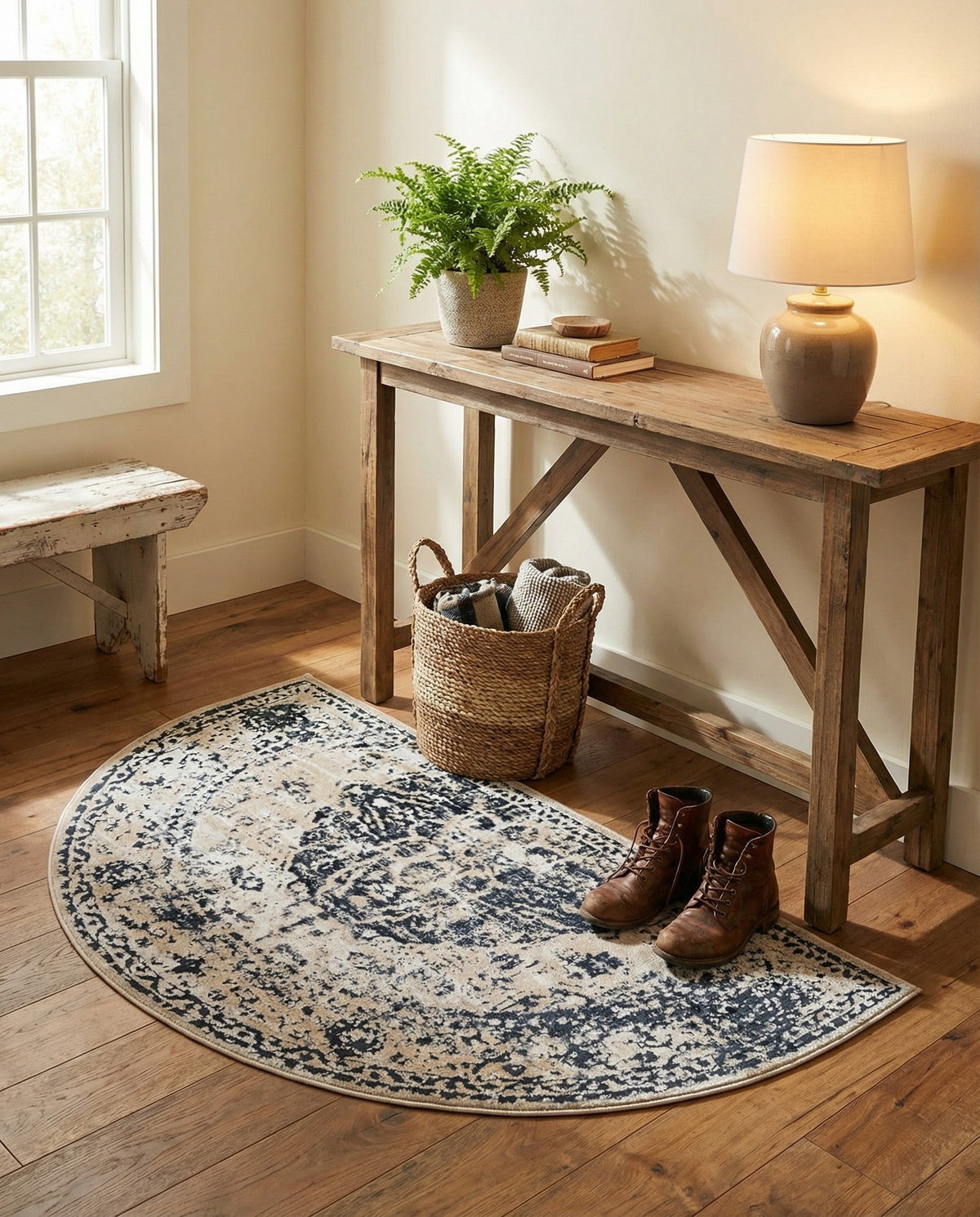 Coastal Manor Collection Area Rug -  Dunes Hearth Dark Blue  lifestyle 128