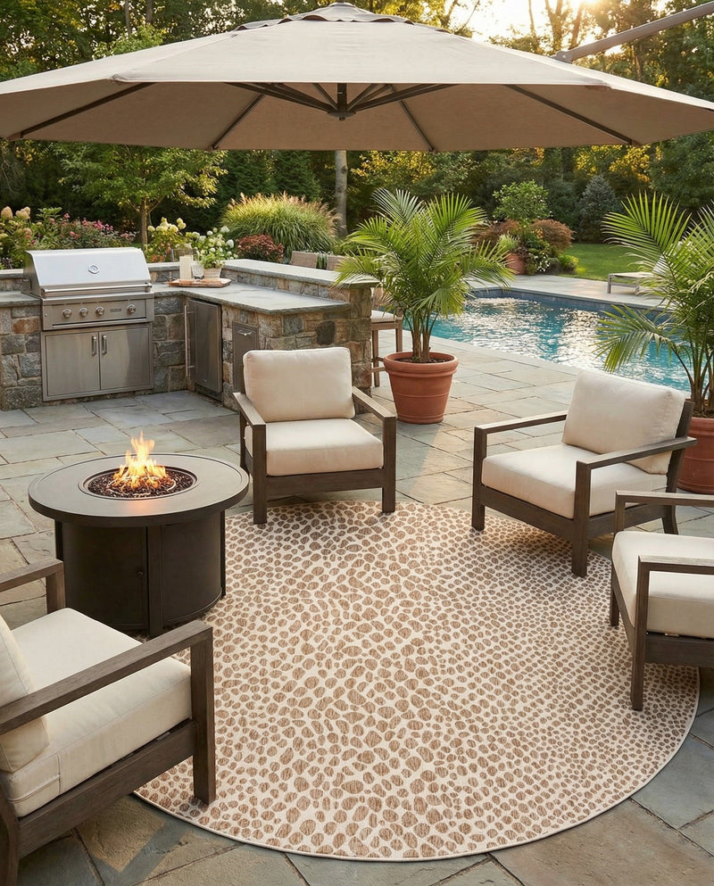 Urban Oasis Rugs Collection Area Rug -  Terrace (Dark Beige) Round Dark Beige  lifestyle 72