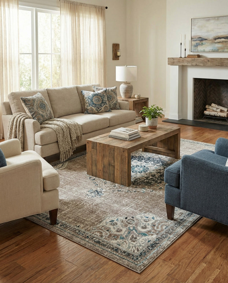 Brighton Terrace Collection Area Rug - Hove (Gray) Rectangle Gray  lifestyle 8