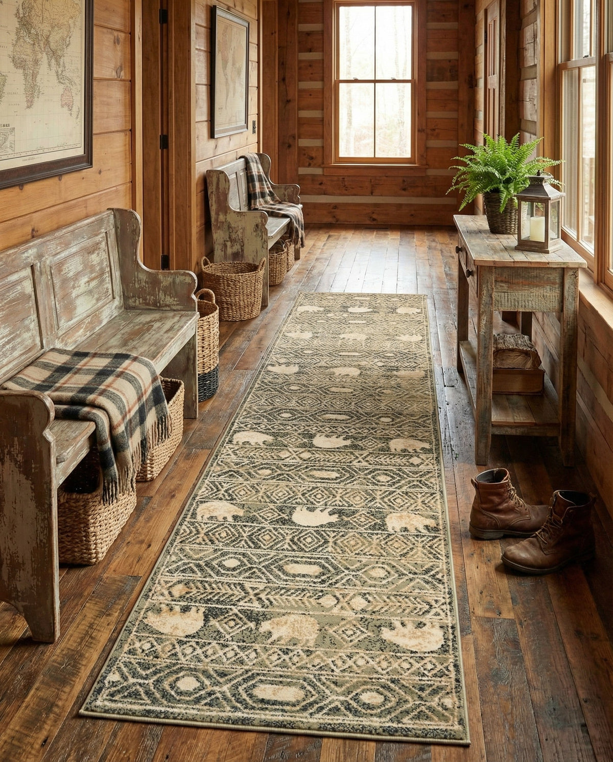 Frontier Trails Collection Area Rug -  Sedona Runner Green  lifestyle 58