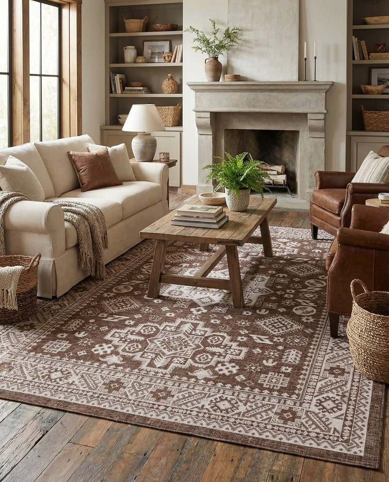 Tribal Terrace Treasures Collection Area Rug -  Incan Isle (Brown) Rectangle Brown  lifestyle 28