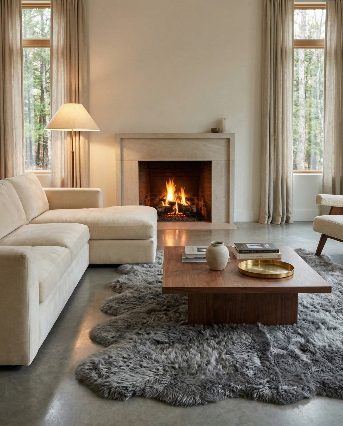 Arctic Lambskin Luxe Collection Area Rug - Tundra Square Gray  lifestyle 112