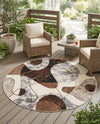 Urban Terrace Collection Area Rug -  Garden Round Brown and White  lifestyle 47