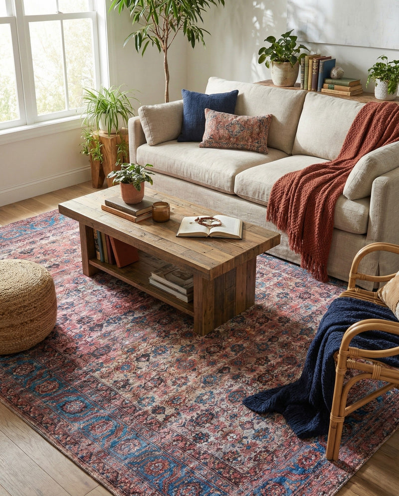 Zahara Oasis Collection Area Rug -  Meknes Rectangle Antique Pink  lifestyle 19