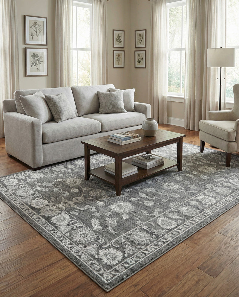 Charleston Elegance Collection Area Rug -  Seaport (Gray) Rectangle Gray  lifestyle 26