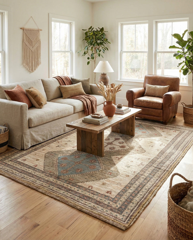 Savannah Threads Collection Area Rug -  Pampas Rectangle Beige  lifestyle 15