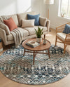 Mediterranean Lattice Collection Area Rug - Santorini (Multi Gray Blue) Round Multi Gray Blue  lifestyle 86
