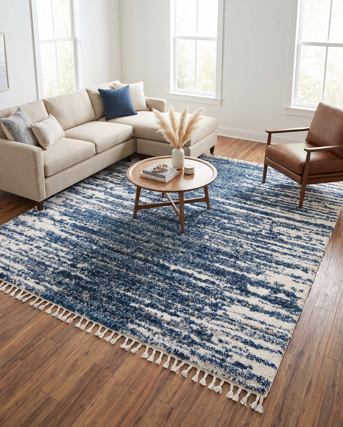 Tranquil Tides Shag Collection Area Rug - Marina Square Blue  lifestyle 213