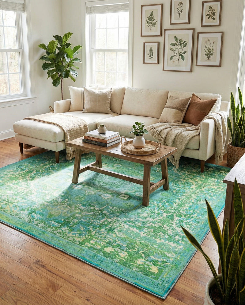 Baroque Era Collection Area Rug - Versailles (Spring Green) Square Spring Green  lifestyle 49