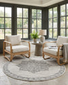 Mykonos Manor Collection Area Rug -  Tinos (Ivory) Round Ivory  lifestyle 76
