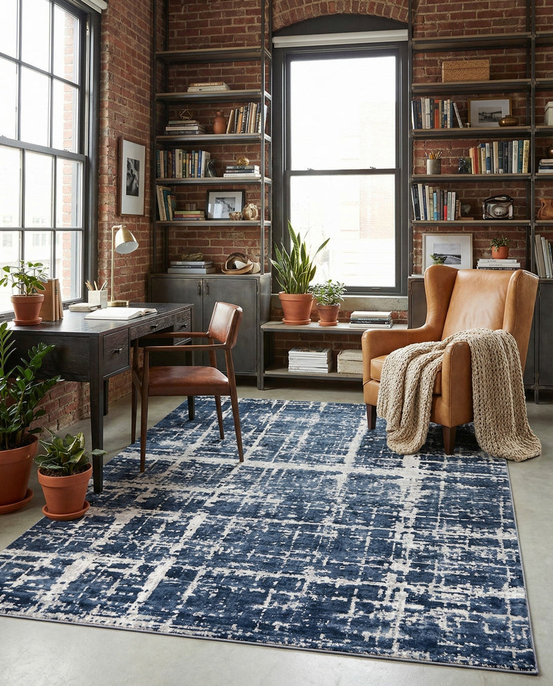 Metro Heights Collection Area Rug -  Flatiron Rectangle Navy Blue  lifestyle 25