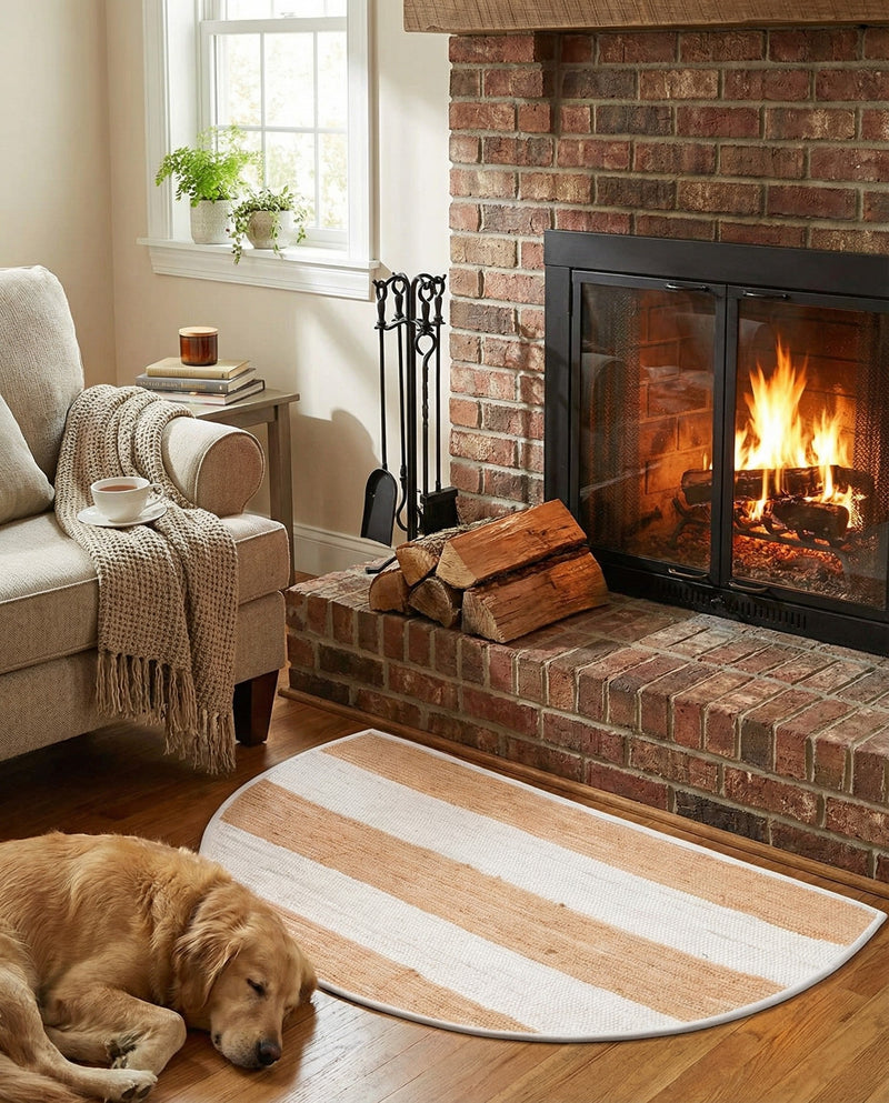 Tassel Trail Collection Area Rug - Pathway (Beige) Hearth Beige  lifestyle 48