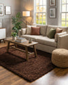 Plush Oasis Collection Area Rug - Serenity (Chocolate Brown) Rectangle Chocolate Brown  lifestyle 10