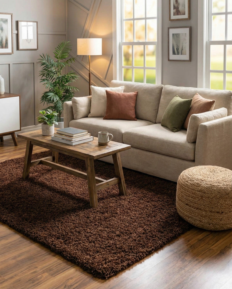 Plush Oasis Collection Area Rug - Serenity (Chocolate Brown) Rectangle Chocolate Brown  lifestyle 10