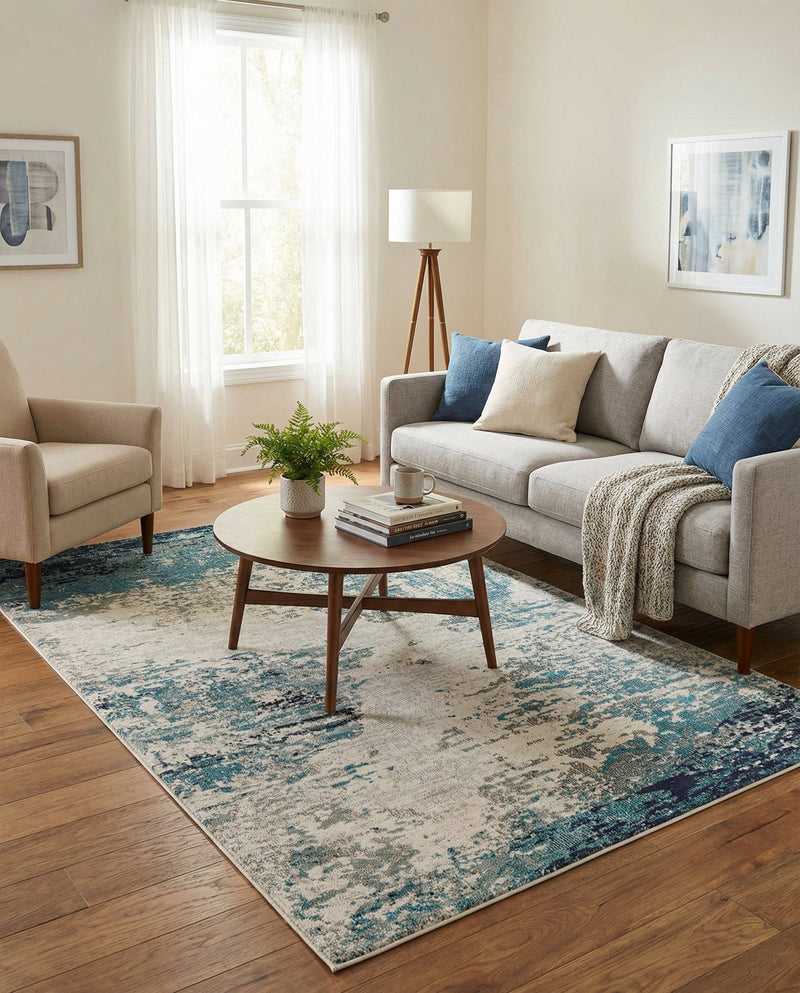 Colorburst Oasis Collection Area Rug -  Tropic Rectangle Blue  lifestyle 28