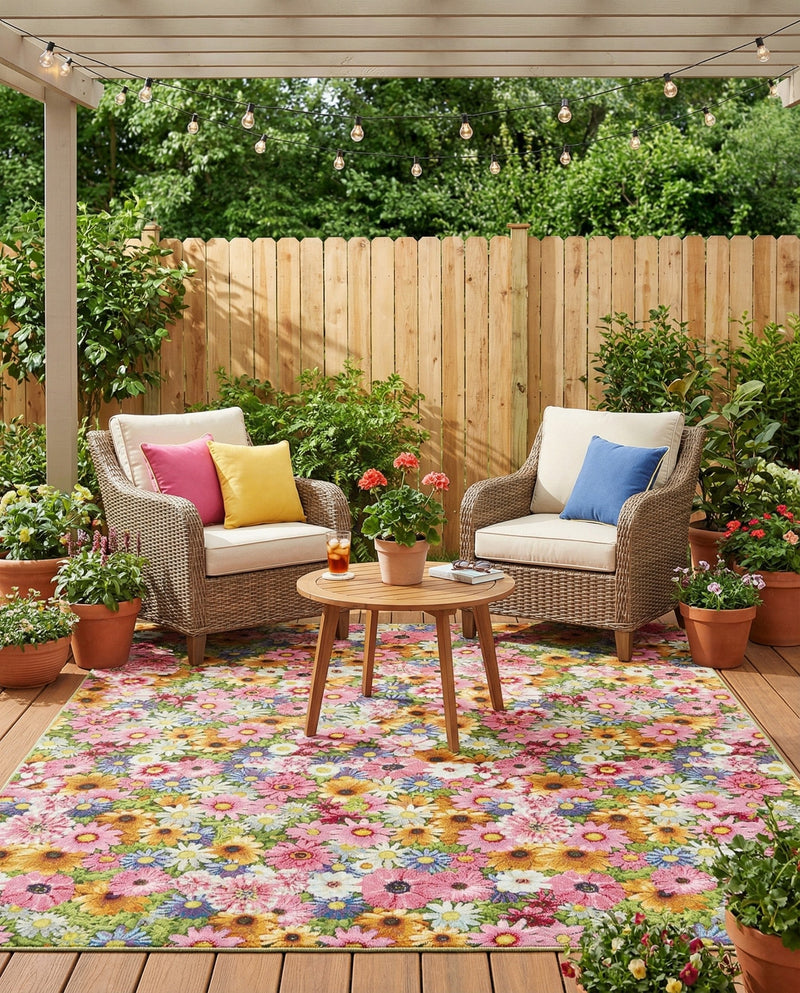 Seaside Blooms Collection Area Rug -  Marseilles Rectangle Multi  lifestyle 28