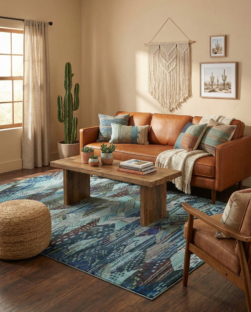 Sedona Vista Collection Area Rug -  Yucca Rectangle Blue  lifestyle 20