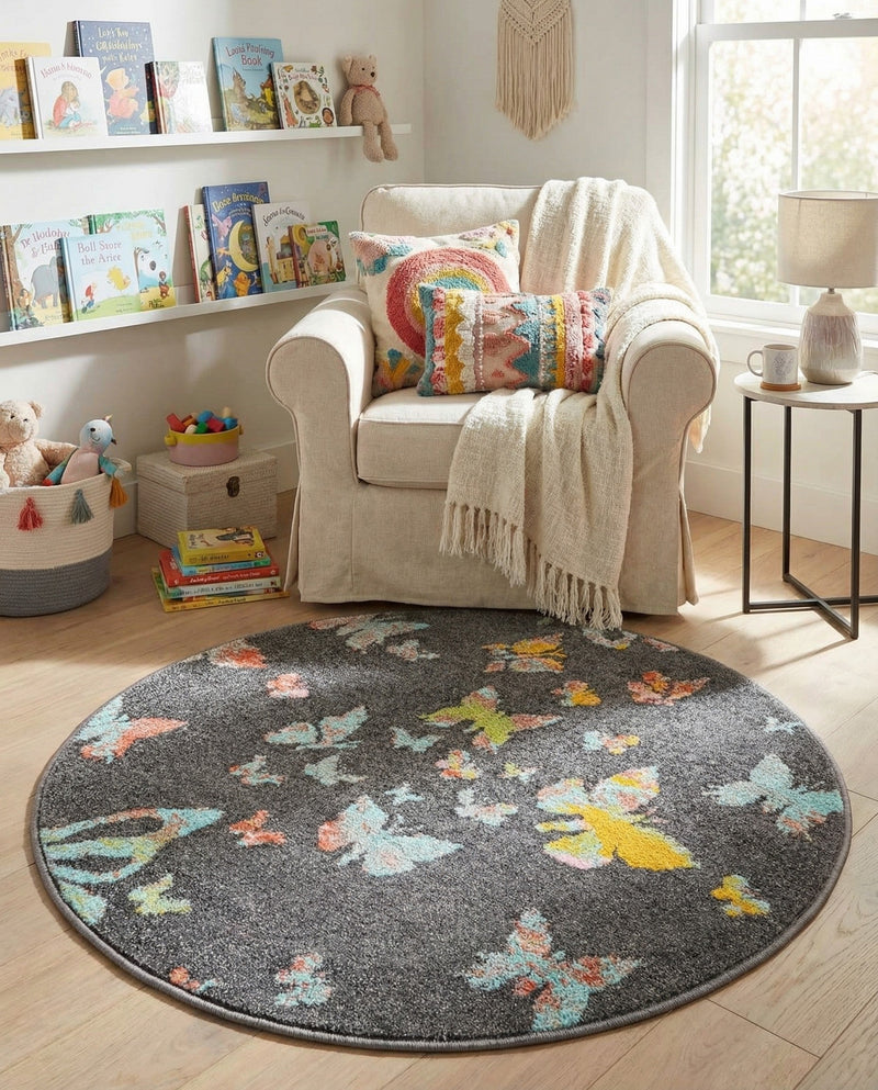 Wonder Tykes Collection Area Rug -  Carnival Round Charcoal Gray  lifestyle 29