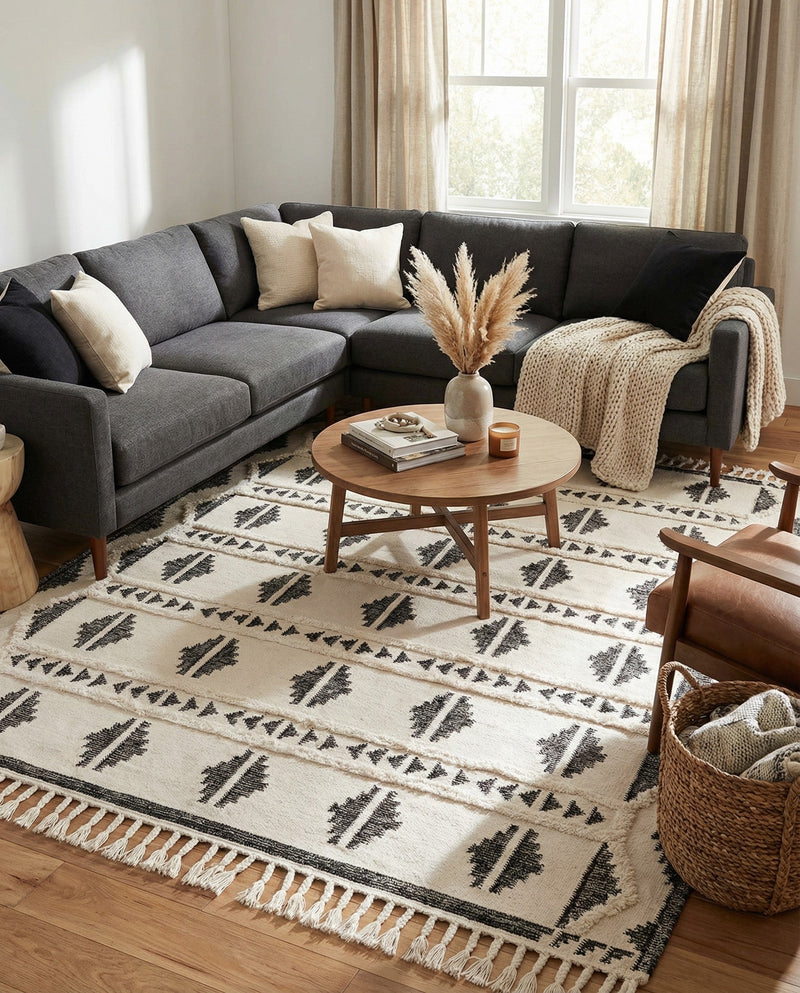 Sonoran Collection Area Rug - BellRock Rectangle Black and White  lifestyle 37