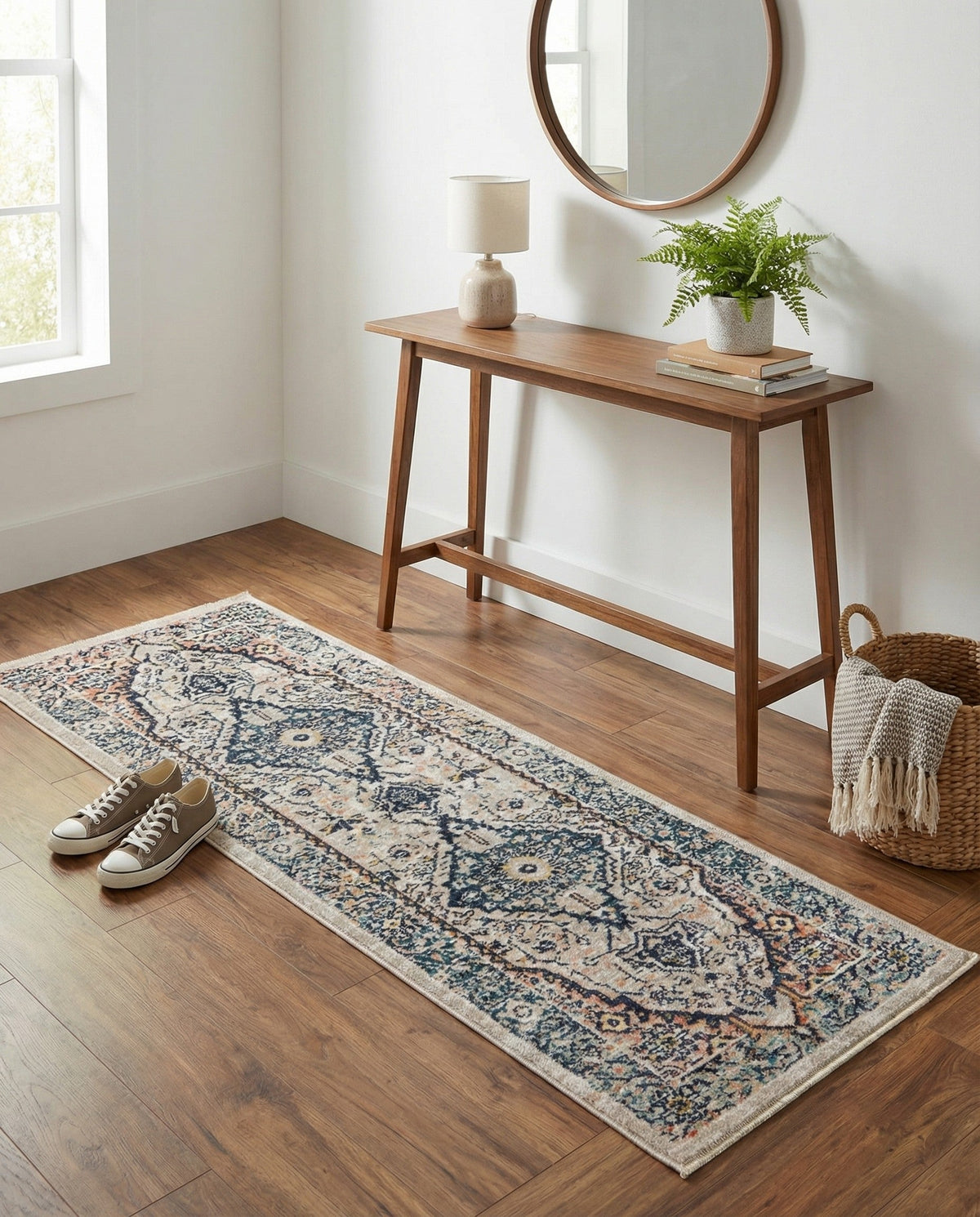 Seville Stripes Collection Area Rug - Cadiz (Blue) Runner Blue  lifestyle 83