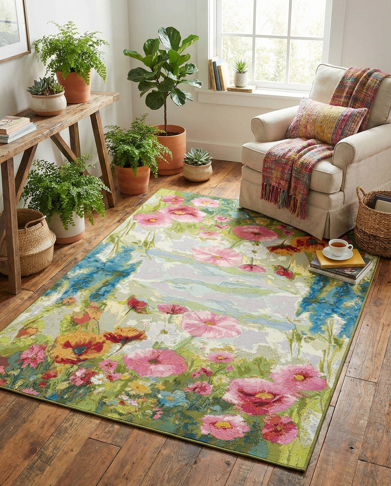 Seaside Blooms Collection Area Rug -  Amalfi Rectangle Multi  lifestyle 21