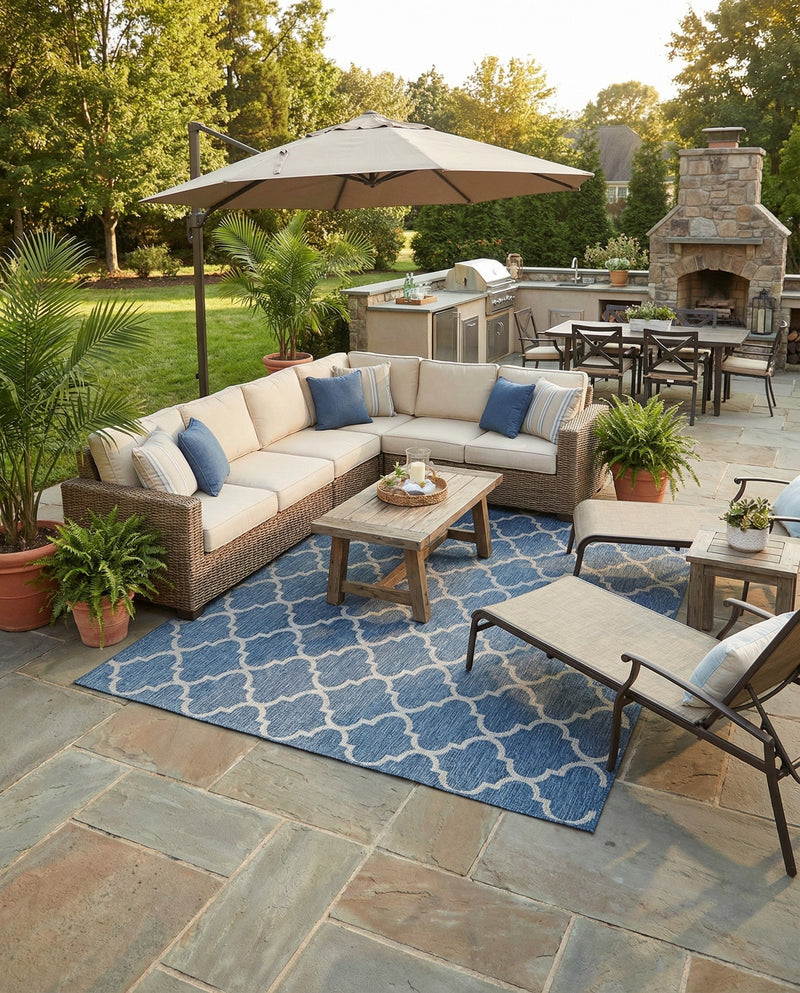 Savannah Pergola Collection Area Rug - Arbor (Navy Blue) Rectangle Navy Blue  lifestyle 36