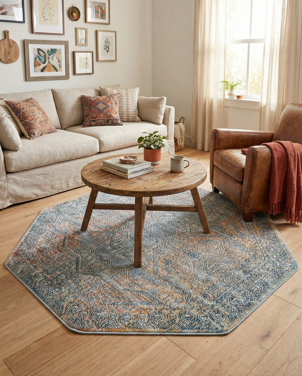 Coastal Haven Collection Area Rug -  Oceania Octagon Multi  lifestyle 80