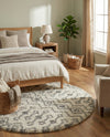Berber Lattice Shag Collection Area Rug - Atlas (Ivory) Round Ivory  lifestyle 32