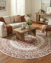 Patio Heritage Collection Area Rug -  Lafayette (Rust Red) Round Rust Red  lifestyle 73