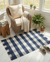 Sustainable Grid Indoor-Outdoor Oasis Collection Area Rug - Savannah Rectangle Navy Blue  lifestyle 41