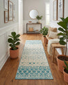Mediterranean Lattice Collection Area Rug -  Casablanca (Ivory Blue) Runner Ivory Blue  lifestyle 26