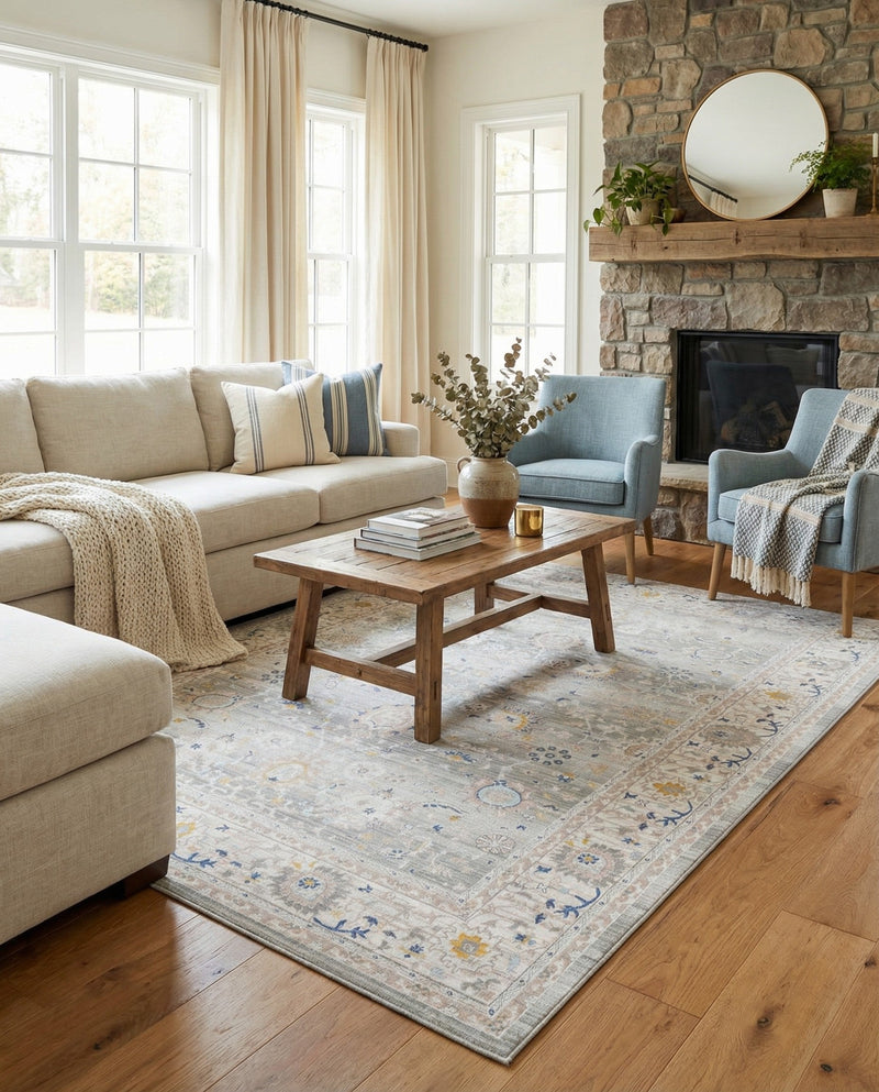 Savannah Series Collection Area Rug -  Beaufort Rectangle Cloud Gray  lifestyle 28