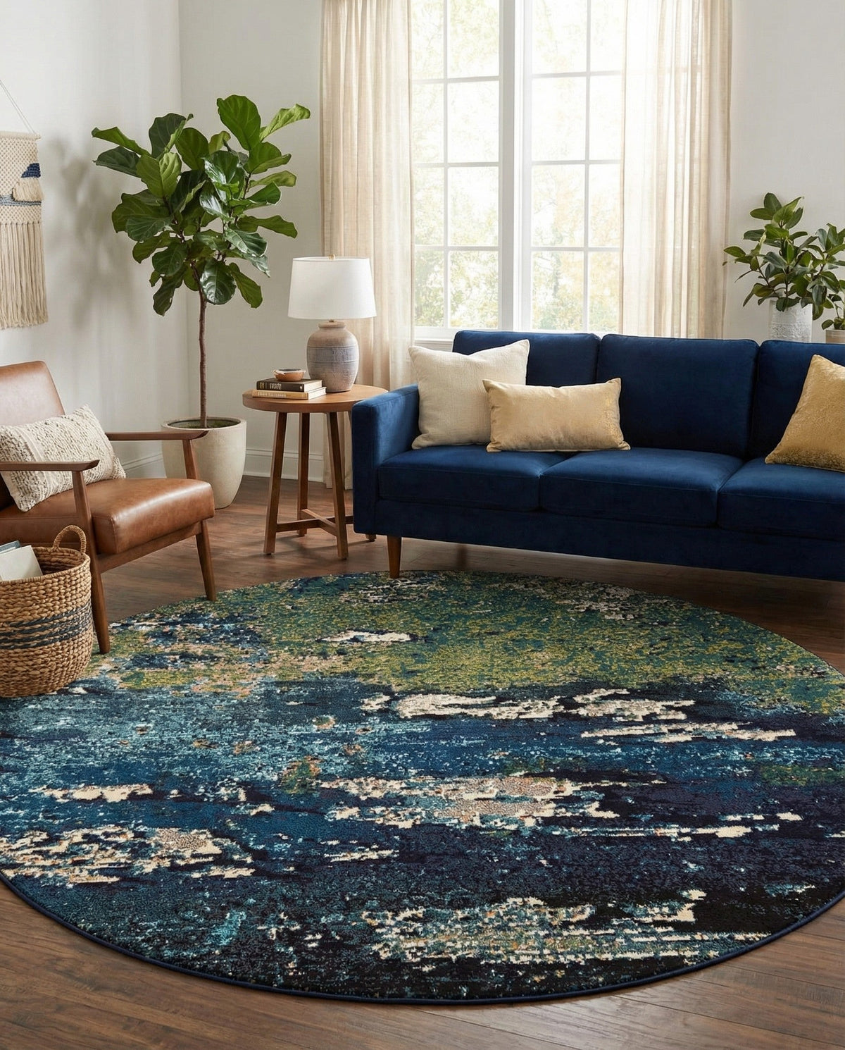 Marrakesh Elegance Collection Area Rug -  Figuig Round Navy Blue  lifestyle 65