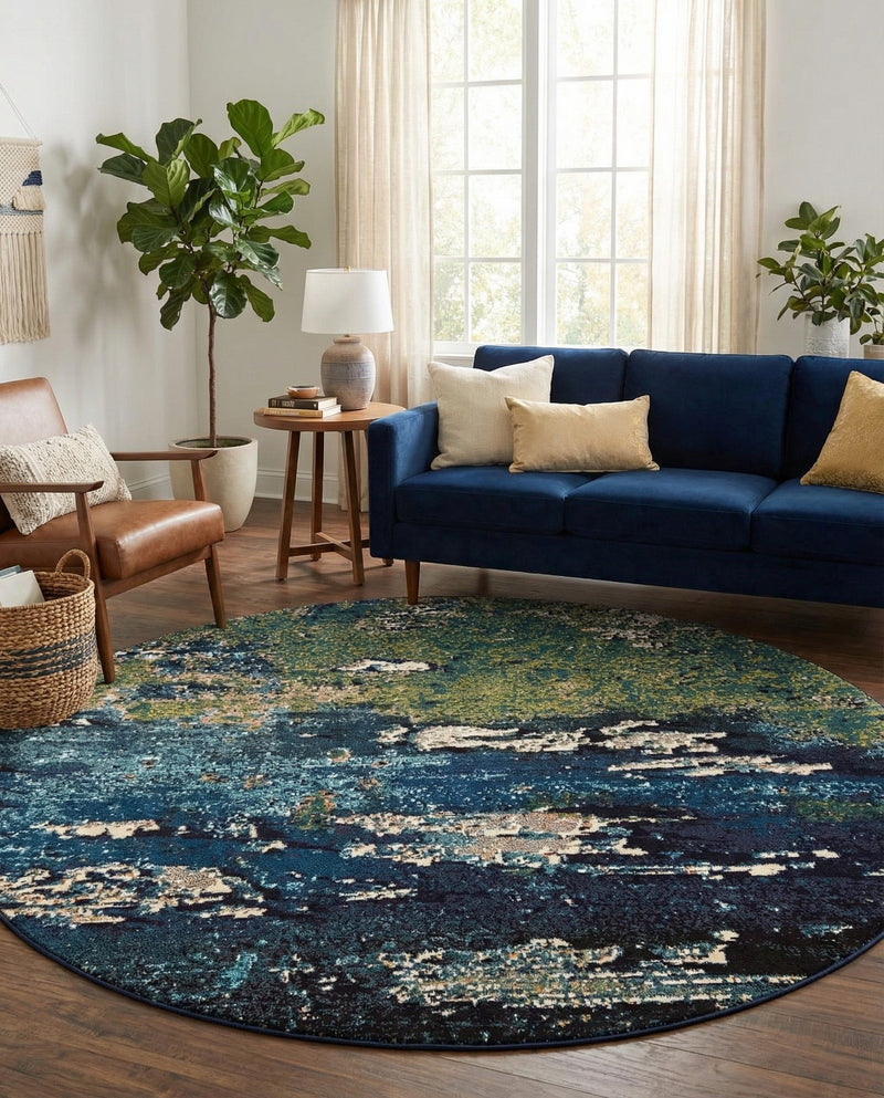 Marrakesh Elegance Collection Area Rug -  Figuig Round Navy Blue  lifestyle 65
