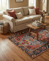 Patio Heritage Collection Area Rug -  Garden Rectangle Rust Red and Blue  lifestyle 22