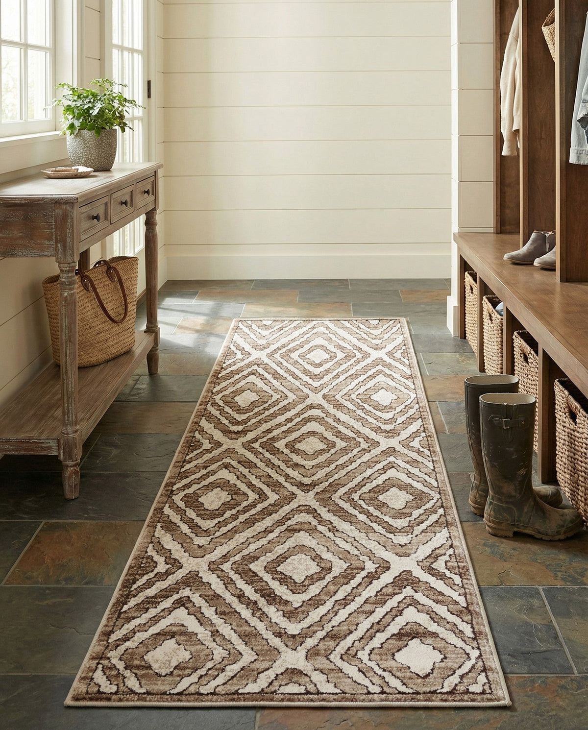 Sanctuary Retreat Collection Area Rug -  Oasis Runner Chocolate Brown  lifestyle 72