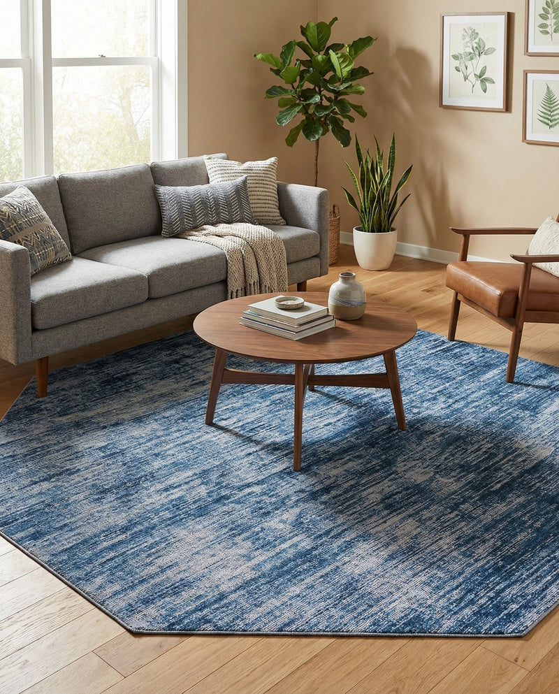 Sahara Essence Collection Area Rug - Oasis (Blue) Octagon Blue  lifestyle 41