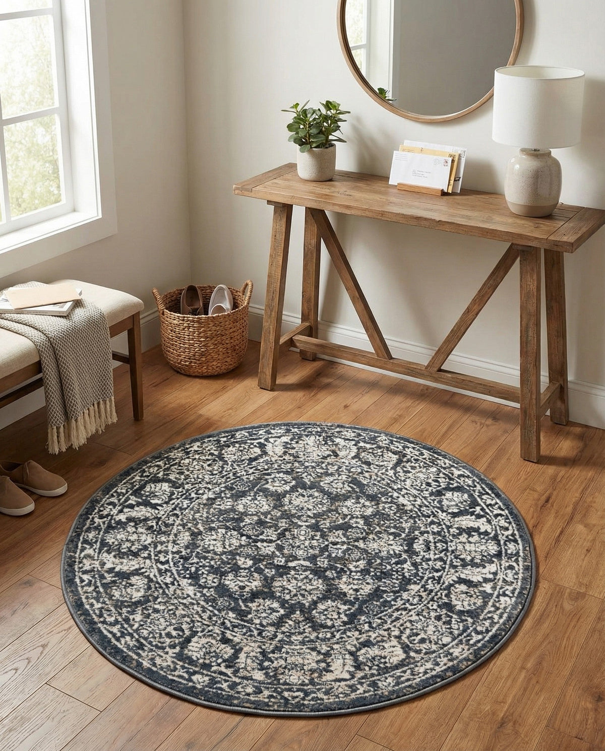 Metro Heights Collection Area Rug -  Astoria Round Navy Blue  lifestyle 115
