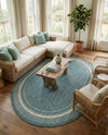 Terrace Fringe Collection Area Rug - Veranda (Teal) Oval Teal  lifestyle 78