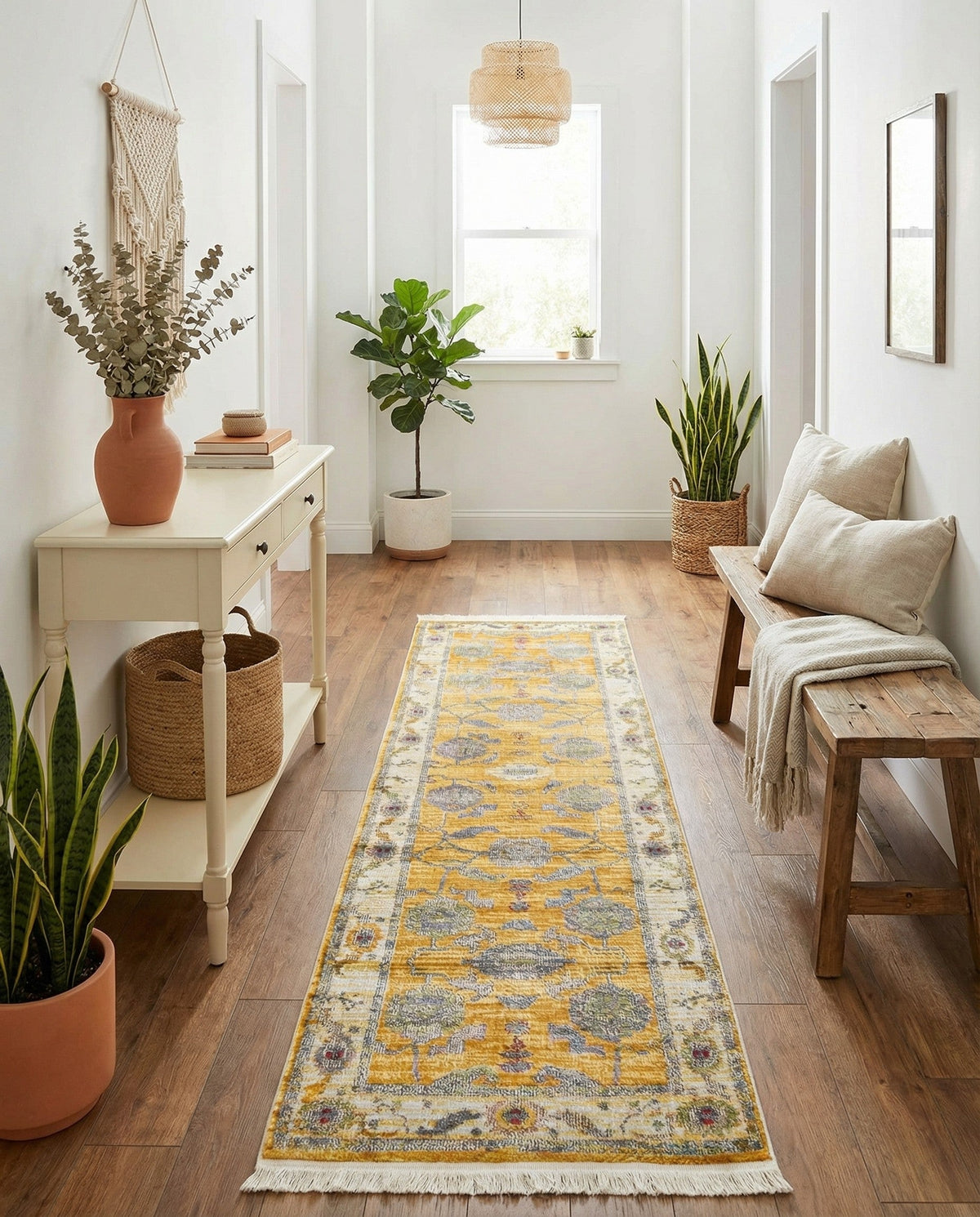 Arcadia Rugs Collection Area Rug - Eden (Yellow) Runner Yellow  lifestyle 101