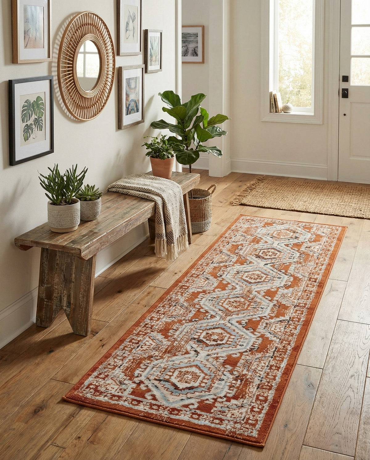 Savannah Elegance Collection Area Rug -  Tybee (Terracotta) Runner Terracotta  lifestyle 111