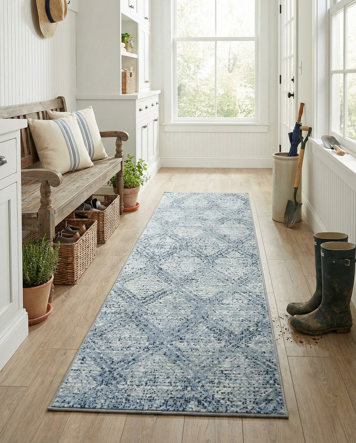 Aegean Elegance Washables Collection Area Rug -  Tinos Runner Blue  lifestyle 170