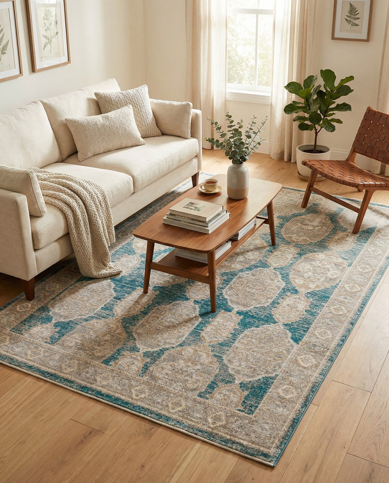Seville Stripes Collection Area Rug -  Granada (Blue) Rectangle Blue  lifestyle 21