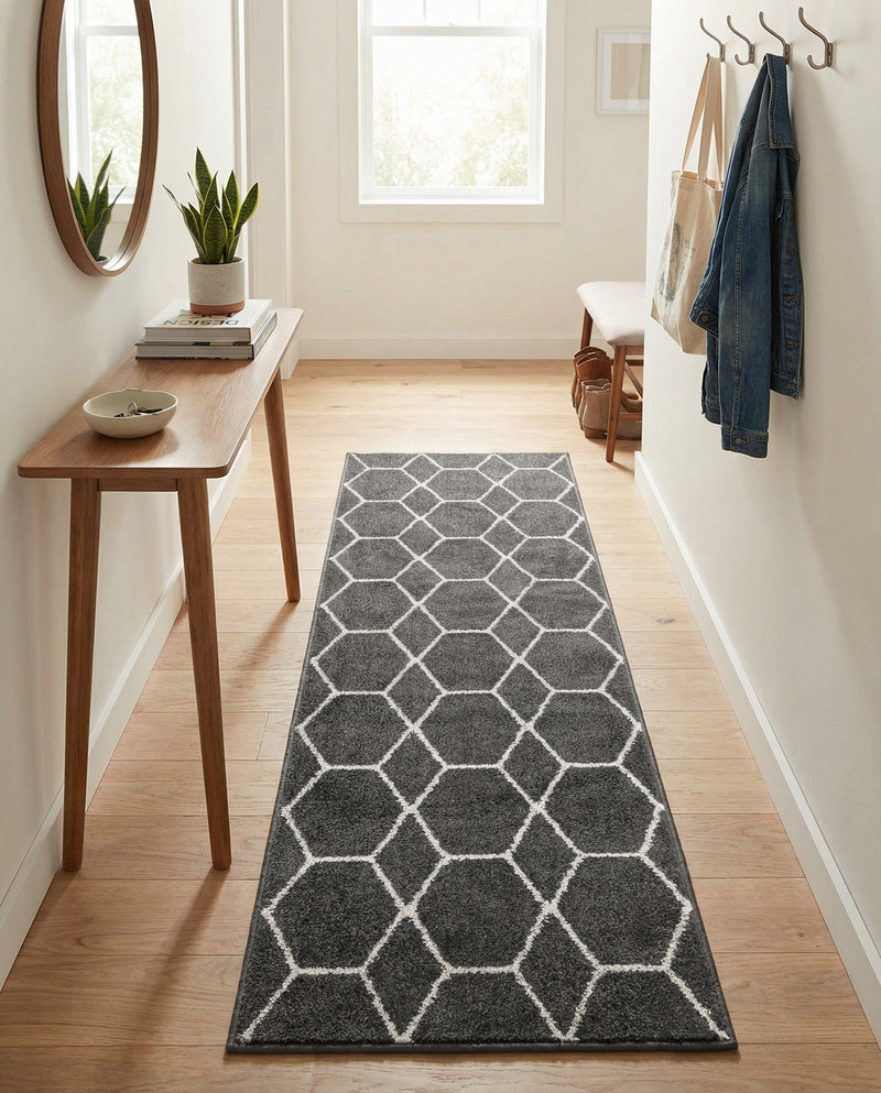 Trellis Mosaic Collection Area Rug - Arborville (Dark Gray) Runner Dark Gray  lifestyle 68