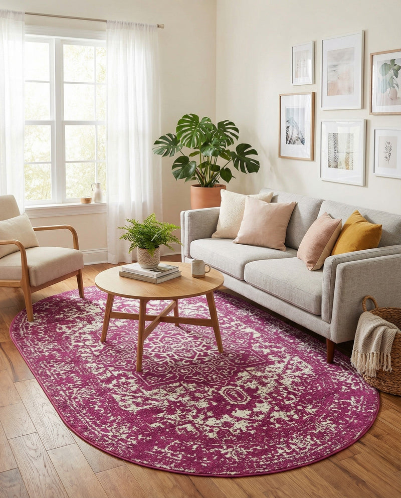 Georgetown Rugs Collection Area Rug - Dupont (Purple) Oval Purple  lifestyle 60