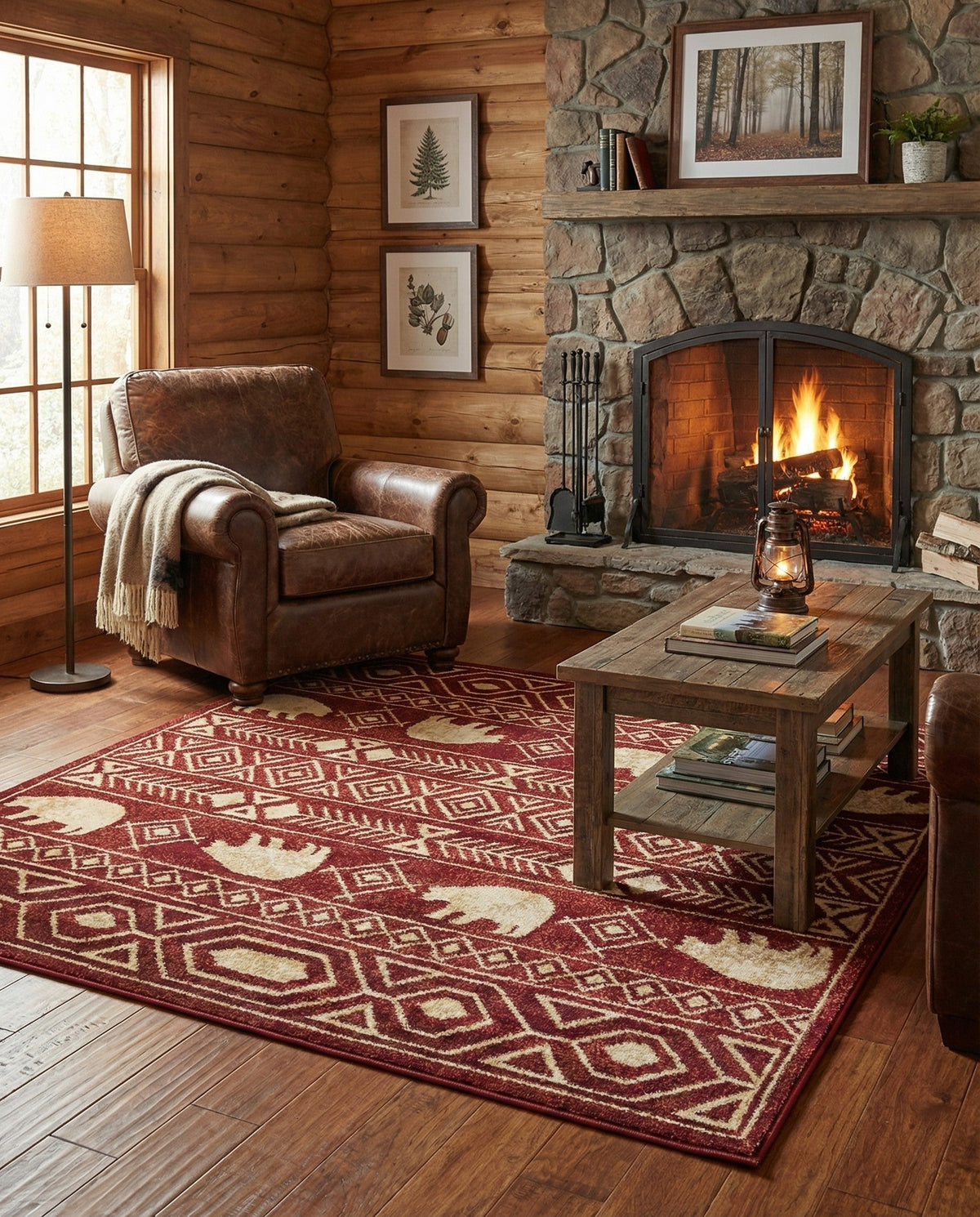 Frontier Trails Collection Area Rug -  Sedona Square Red  lifestyle 118