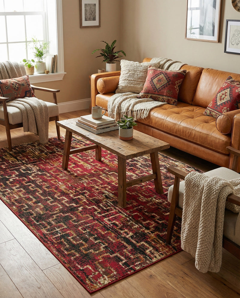 Neptune Elegance Collection Area Rug -  Proteus Rectangle Burgundy  lifestyle 35