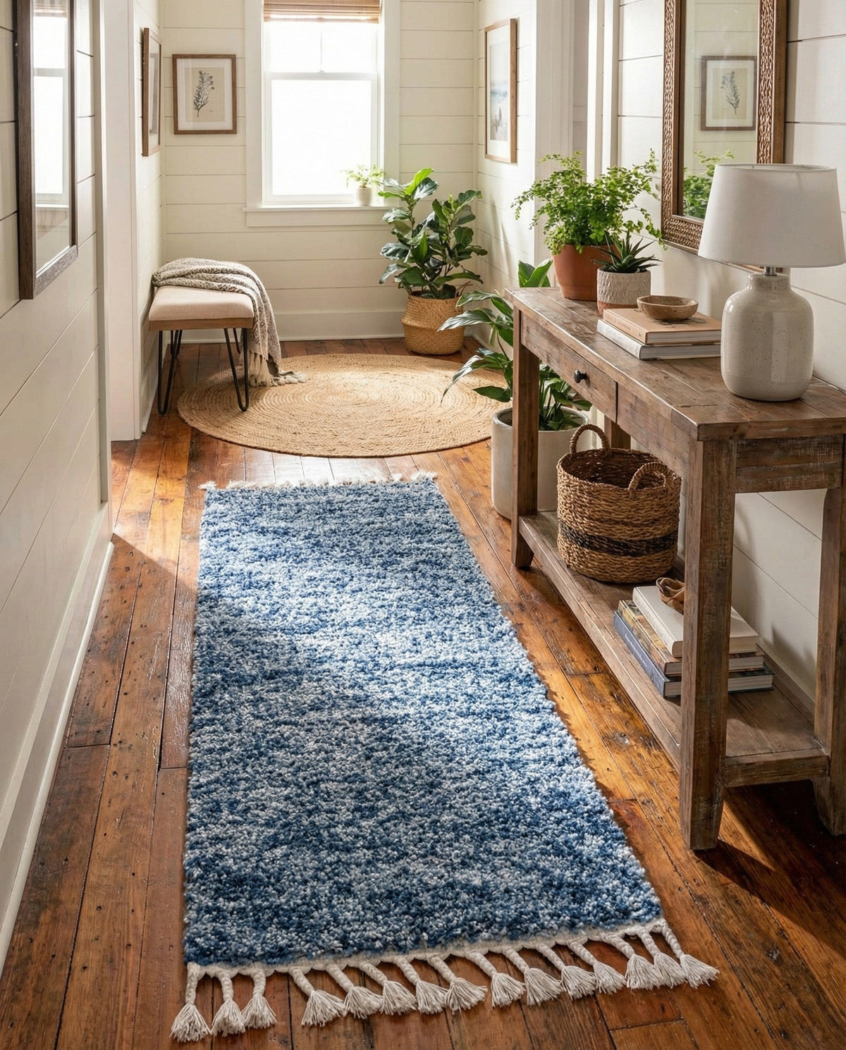 Cozy Cove Shag Collection Area Rug -  Harbor Runner Blue  lifestyle 115
